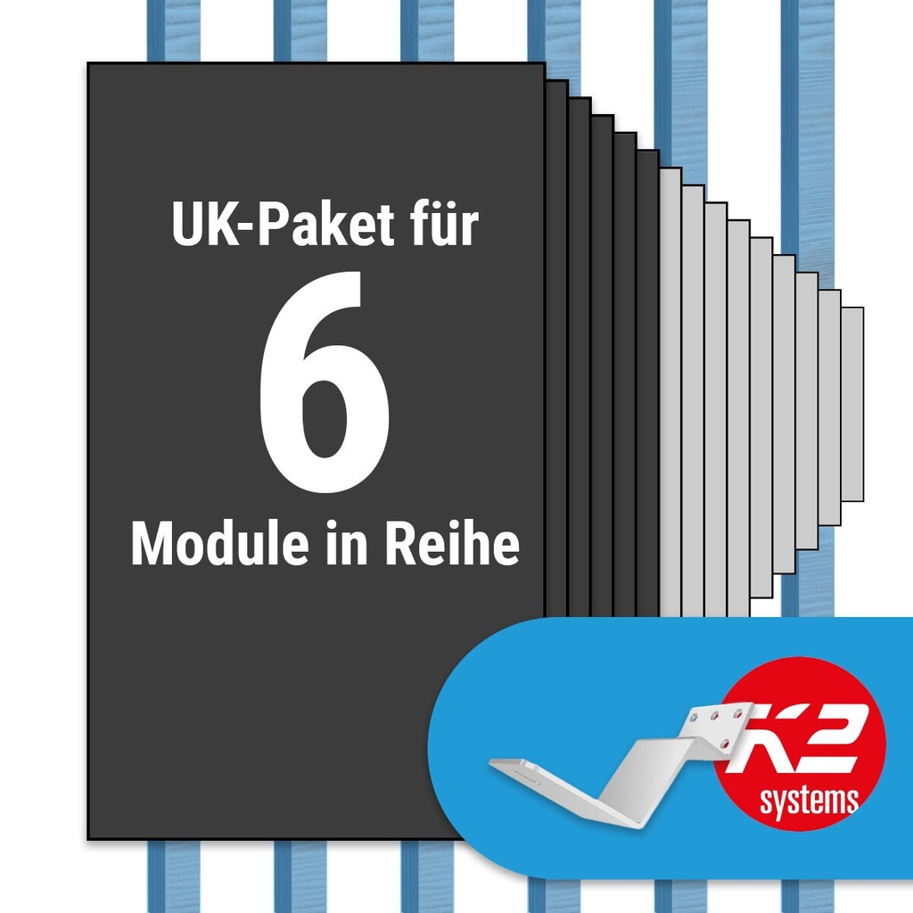 [A07070] K2 Paket Biberschwanz: 1 Reihe x 6 Module (K2 FLA H35/144 Dachhaken: Jeder Sparren) | A07070
