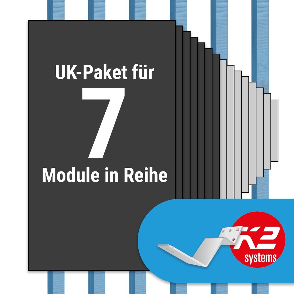 [A07071] K2 Paket Biberschwanz: 1 Reihe x 7 Module (K2 FLA H35/144 Dachhaken: Jeder Sparren) | A07071