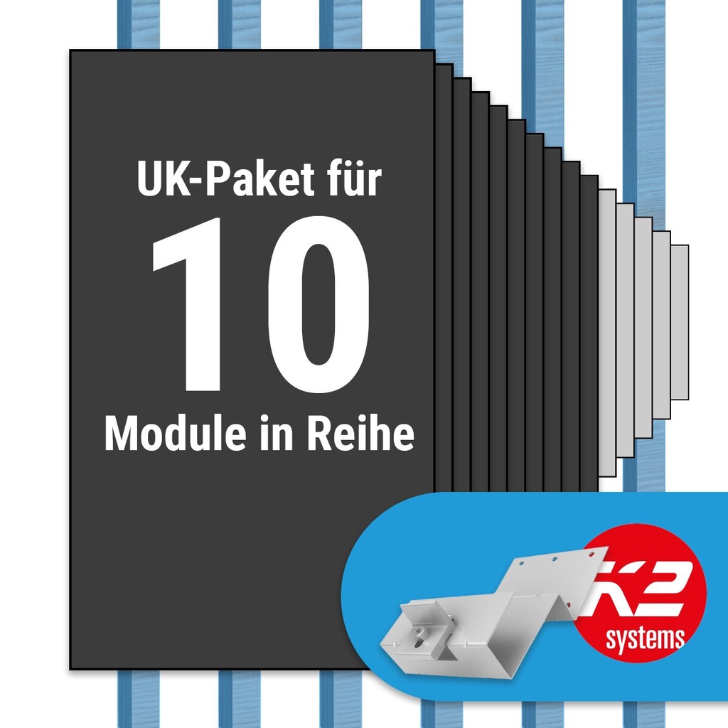 [A07059] K2 Paket Tegalit: 1 Reihe x 10 Module (K2 2 Set Dachhaken: Jeder Sparren) | A07059