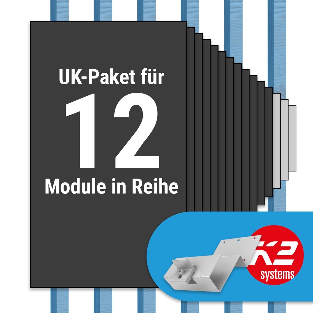 [A07061] K2 Paket Tegalit: 1 Reihe x 12 Module (K2 2 Set Dachhaken: Jeder Sparren) | A07061