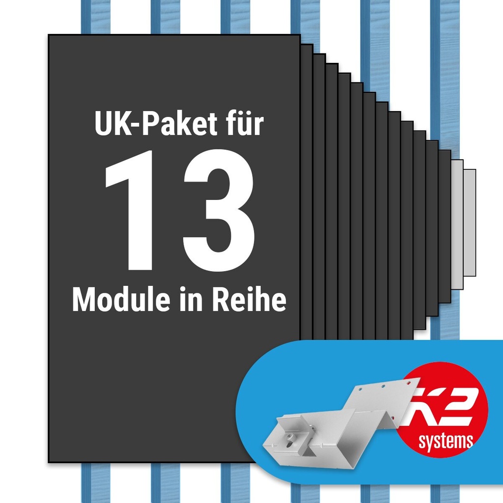 [A07062] K2 Paket Tegalit: 1 Reihe x 13 Module (K2 2 Set Dachhaken: Jeder Sparren) | A07062