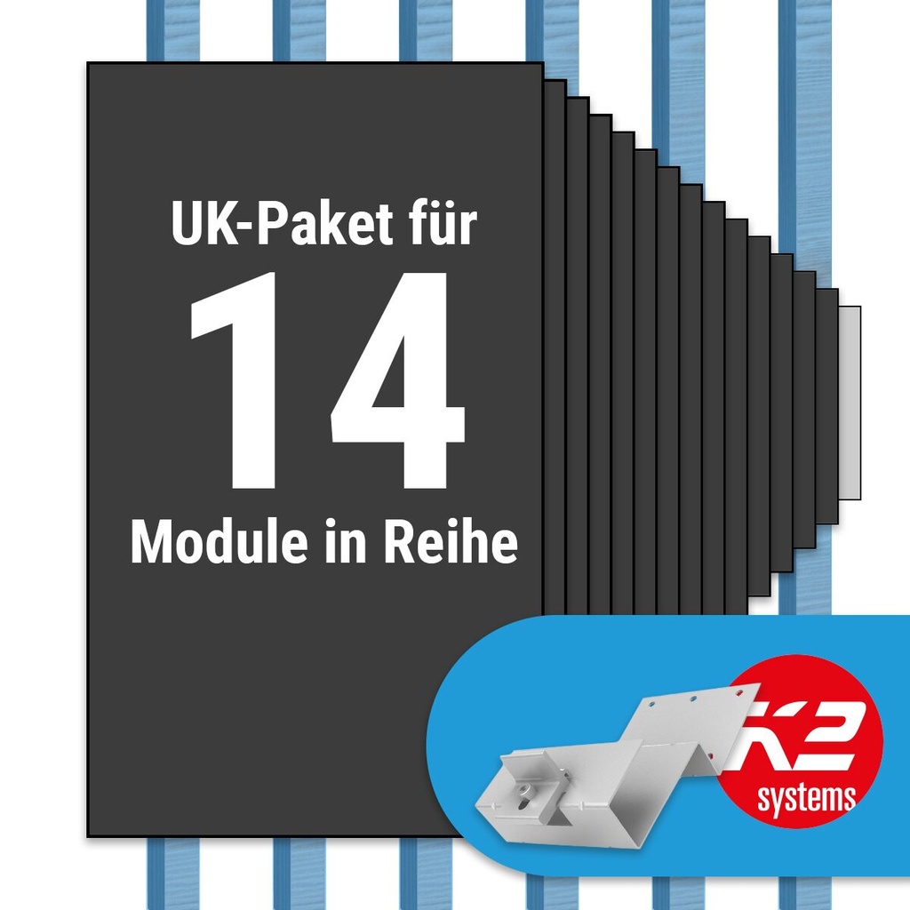 [A07063] K2 Paket Tegalit: 1 Reihe x 14 Module (K2 2 Set Dachhaken: Jeder Sparren) | A07063