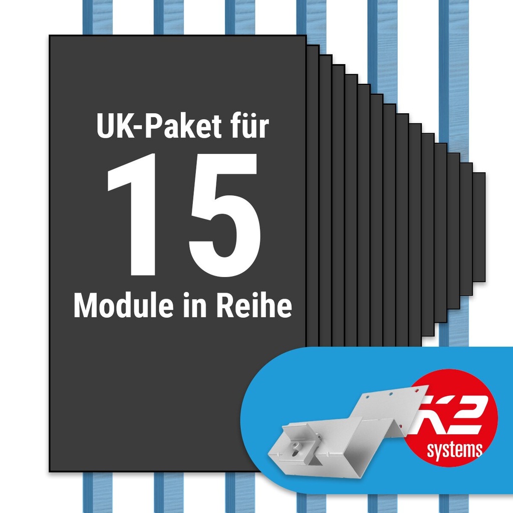 [A07064] K2 Paket Tegalit: 1 Reihe x 15 Module (K2 2 Set Dachhaken: Jeder Sparren) | A07064
